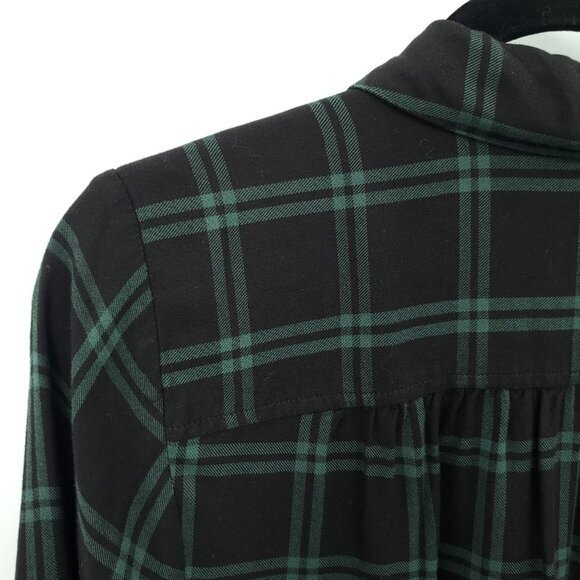 Madewell Wrap-Front Shirt in Palma Plaid M Old Vine (Black and Green Plaid) - Picture 13 of 15